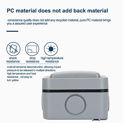 Rubeyul Waterproof Switch, Wetterfester Schalter Lichtschalter, Außenbereich Wasserdichter Wippschalteradapter für Den… – Bild 5