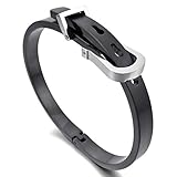 INBLUE Men's Stainless Steel Bracelet Bangle Cuff Black Belt Buckle