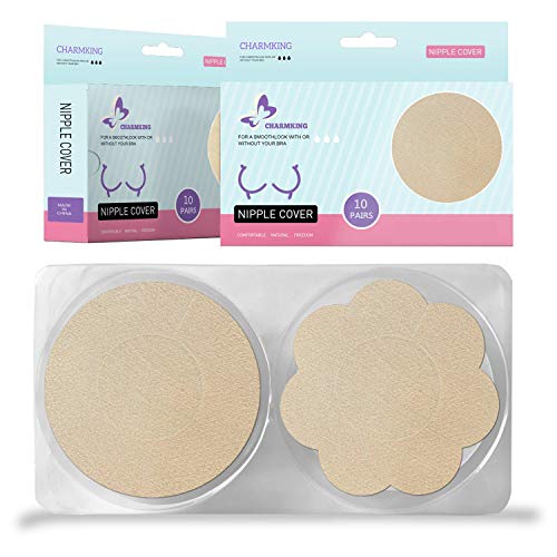 image for CHARMKING 20 Pairs Pasties Womens Adhesive Nipple Covers Invisible Rou
