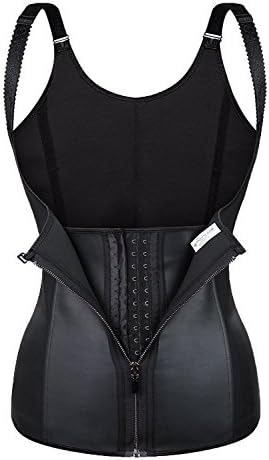 Women's Zipper Hourglass Training Cincher Adjustable Straps Waist Trainer Corset black 3X-Large