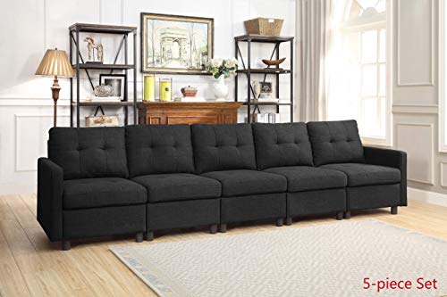 DAZONE Corner Sectional Sofa Chair with Cushions (Charcoal, 31" L x 31" W x 33.5" H / 42 Lbs)