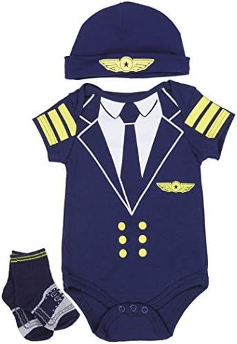 Baby Costume Bodysuit Marine Military Navy Air Pilot (0-3M Navy Air Pilot)
