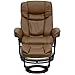 Flash Furniture Allie LeatherSoft Upholstered Recliner with Footrest, Arms, and Headrest, Padded Swivel Recliner Chair and Ottoman Set, Palimino