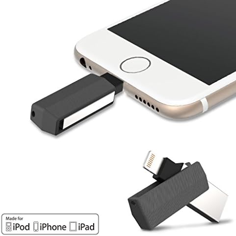 TEKQ [Apple MFI Certified] Swivel, iPhone Lightning 32G USB Flash Drive. Memory Stick for iPhone iPad Mac Windows External Data Storage(Black Hairline Pattern)