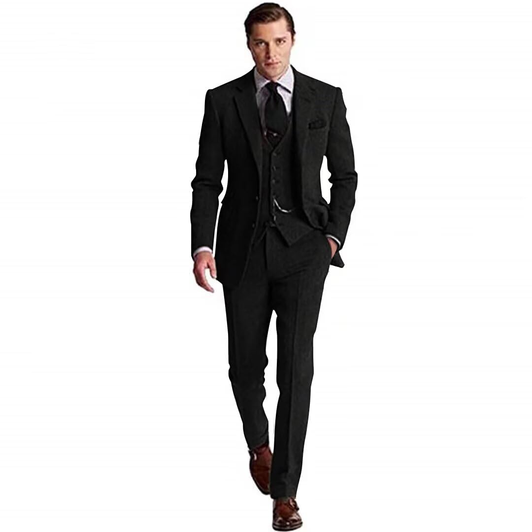 Costume Tweed 3 Pièces Costume Vintage Homme 3 Pièces AeoTeokey