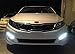 iJDMTOY Xenon White LED Daytime Running Lights Compatible With 11-13 Kia Optima w/Glossy Black Bezel Covers, Direct Replacement DRL Bezel Assembly Powered by 12 Pieces High Power LED Bulbs Each Lamp