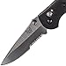 Benchmade - Mini Griptilian 556 EDC Manual Open Folding Knife Made in USA, Drop-Point Blade, Serrated Edge, Satin Finish, Black Handle
