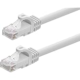 Monoprice Cat6 1ft White Patch Cable UTP 24AWG 550MHz Pure Bare Copper Snagless RJ45 Flexboot Series Ethernet Cable