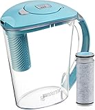 Brita 10 Cup Stream Filter as You Pour Water Pitcher with 1 Filter, Rapids, BPA Free, Lake Blue