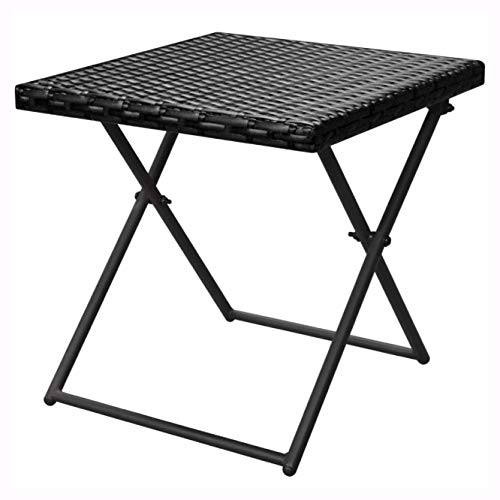 Sunlounger, Folding Sun Loungers 2 pcs with Table Poly Rattan Black