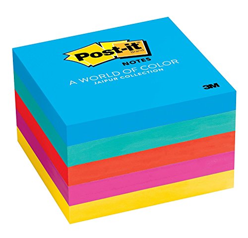 4 Packs of 5 Pads of Post-it Notes, Jaipur Collection, 3 inch x 3 inch, 5 Pads/Pack Jaipur Collection