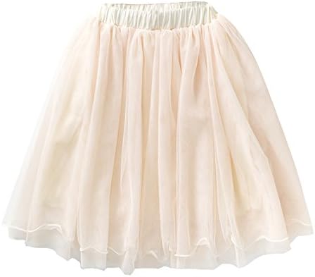 Girls Casual 4-Layer Tulle Tutu Puff Mid-Calf Long Skirt Age 3-11