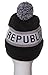 American Cities Unisex California Republic Bear Cuff Pom Pom Beanie Knit Hat Cap - Black White