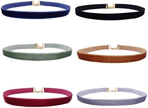 SPINEX Women's Choker Velvet Ribbon Necklace Girls Choker Tattoo Necklace Set 6PC Mix Colors