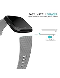 MOSTY Fitbit Versa Band, Silicone Diamond Pattern Soft TPE Waterproof Adjustable Replacement Sport Strap Fitness Wristbands for Women Men Small Large for Fitbit Versa SmartWatch