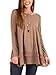 PRETTODAY Women's Casual Tunic Tops Crew Neck Shirts Chiffon Hemline Loose Blouses Brown