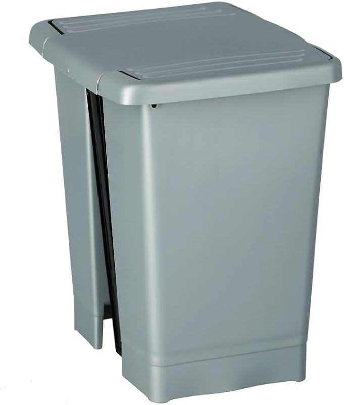 Lixeira para pedal tatay millenium, capacidade 23l, pedal retrátil, polipropileno, sem bpa, saco de lixo 30l, cinza, medidas 33,5 x 30 x 39cm