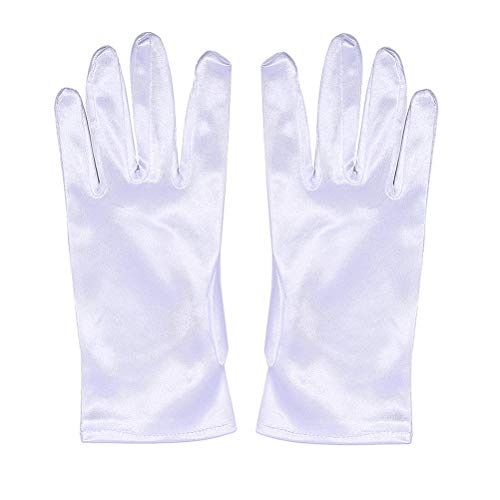 Xuhan Short Banquet Opera Satin Gloves for Women Wrist Length (White)