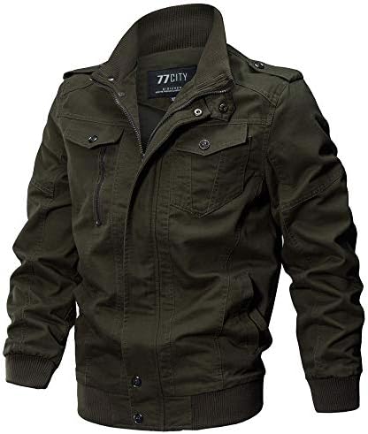 HARRYSTORE Men Clothing Mens Heavyweight Jackets Long Sleeve Zip Slim Fit Plus Size Casual Military Outwear Breathable Coat