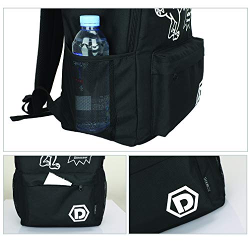 DOLIROX Luminous Schoolbag Anime School Backpack Shoulder Daypack Laptop Bag with USB Charging Port/Cable/Pencil Case and Password Lock for Travel Hiking (Medium, Black B)