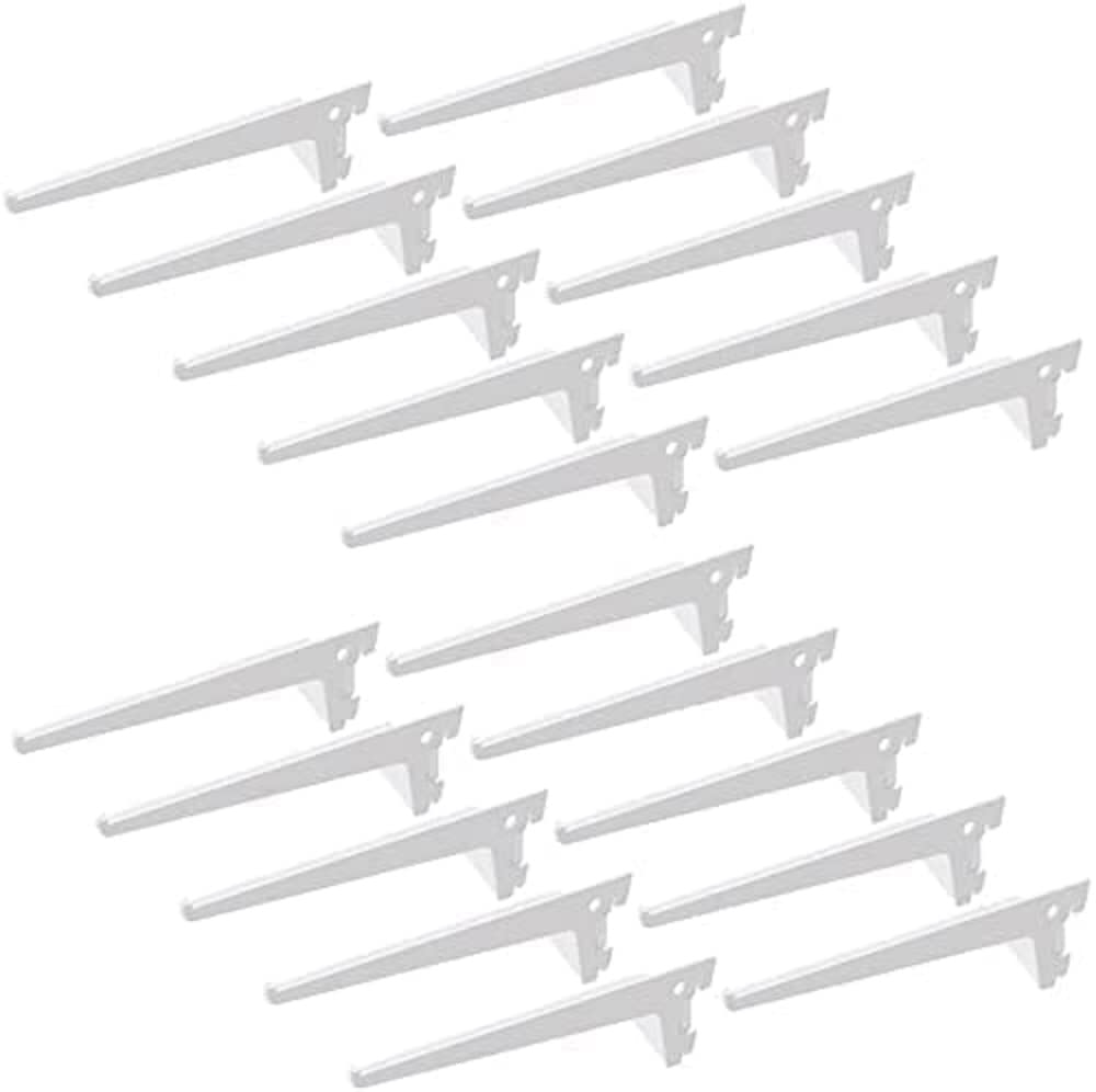 Emuca - Shelf Brackets for Single Slot Wall Rail (Grid Dimension: 50mm), White, 350mm, Set of 20 Pieces