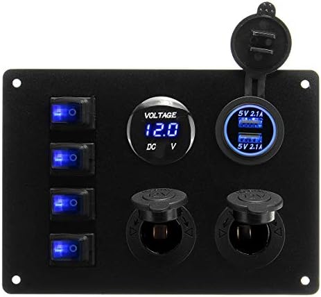 Wechaon 4スイッチ船ヨットrv Ledの表示電圧とデュアル2 1車のスイッチパネルを充電usb カーアクセサリー Color Red