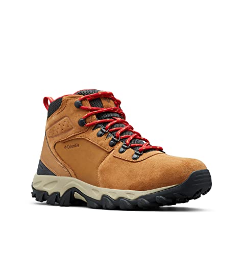 Columbia Newton Ridge Plus II Men's Suede Waterproof Walking Boot, Moose / Mountain Red, 7 Wide
