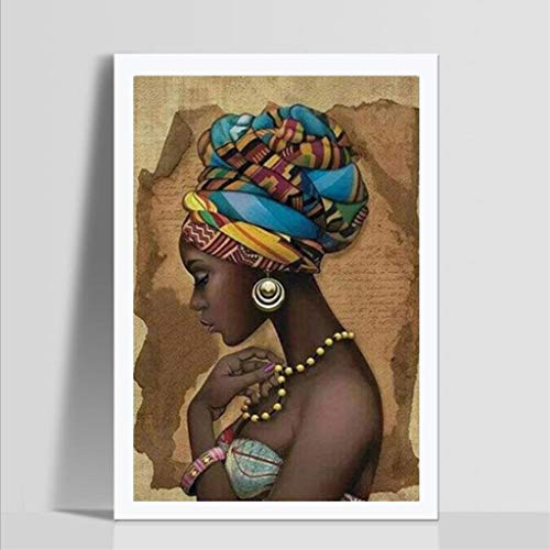 Dressin DIY 5D Diamond Painting Kit,Full Diamond Embroidery African Woman Rhinestone Cross Stitch Arts Craft Supply s Home Wall Decor