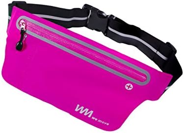 We Move Running Belt Fitness Outdoor Sports Waist Fanny Packs, Water Resistant Reflective Adjustable Waistband, Fit iphone 6s 6 Plus, 7 Plus Phone/Cards/Keys (Pink)