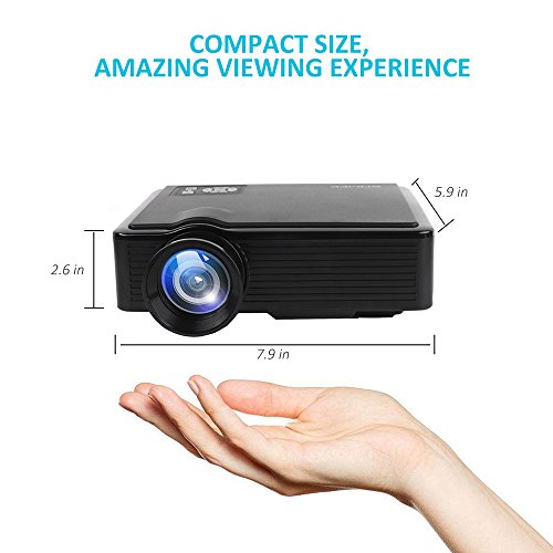 Projector 2400 Lumens LED Mini 1080P Projector, Portable Movie Projector HDMI USB TF VGA AV, Multimedia Home Theater with HDMI Cable-SOMEK K99