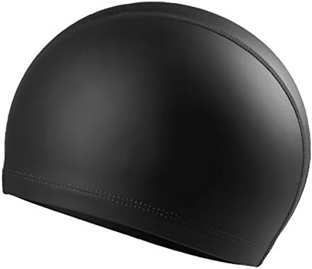 ROSIMO Swimming Cap Waterproof Swim Cap with PU Coating Wrinkle-Free for Men Women Youth Kids (Black)
