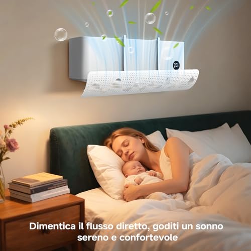Deflector Aire Acondicionado Universal, Desviador Aire Acondicionado Ajustable Portátil, Deflectores de Aire Acondicionado de Pared para el Hogar, Oficina, Ancianos, Recién Nacidos (Blanco)