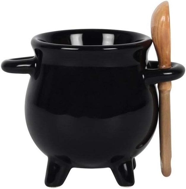 Something Different Adorable Black Cauldron Egg Cup with Broom Spoon, 6.5cm x 9cm x 6.5cm (1 Pc.), Witchy - Image 3