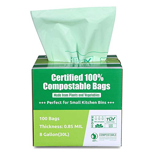 Primode 100 Compostable Bags, 8 Gallon (30L) Food Scraps Yard Waste