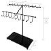 MyGift Black Metal Jewelry Organizer Stand, 30-Hook Necklace Bracelet Hanger Display Rack with Ring Tray