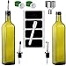 Olive Oil Dispenser Bottle - 2 Pack of 17 oz. Dark Glass Drizzler with Pourer Spouts - Drip Free Cooking Oil Container for Kitchen - Oil Vinegar Cruet Decanter with Funnel, 3 Stylish Labels