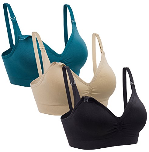 Mirity Womens Nursing Bras For Breastfeeding Seamless Wirefree Maternity Wear Bra Color Black Beige Blue Size M