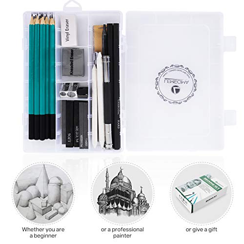Sketch & Drawing Art Tool Kit,33 PCs Sketch Pencil Set Drawing Kit Art Supplies with Graphite Charcoal Sticks Tool Sketch Kit for Adults Kids Artists Drawing Sketching with 100 Pages Sketch Book