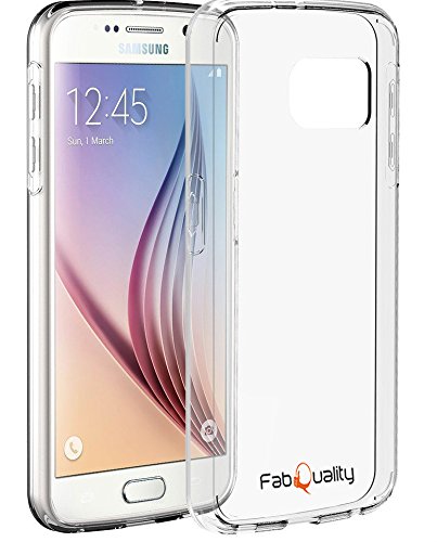 FabQuality Slim Ultimate Cushion Scratch Resistant Hybrid Case with Shock Absorb Trim Bumper and Screen Protector for Samsung Galaxy S6 - Crystal Clear