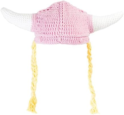Moozels Viking Hat - Hand Made 100% Wool - Warm &amp; Breathable - 0-6 Months Pink