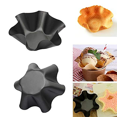 MQUPIN Set of 2/4/6/8 Non-Stick Fluted Tortilla Shell Pans Taco Salad Bowl Makers, Non-Stick Carbon Steel Baking Mold (4) - Thumbnail 2