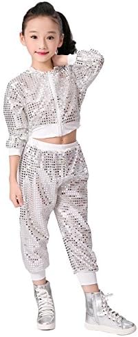 Children Girls Sequins Hip hop Costume Street Dance Clothing Set