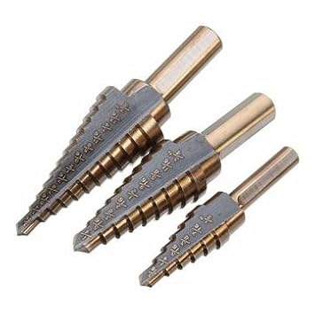 Generic 3Pcs M7 Hss Step Drill Bit Set 3/16-1/2 1/4-3/4 3/16-7/8 Inch