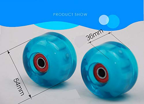 MonLiya 4pcs- 54mm Light Up Scooter Rear Wheels, Elastic Rubber Skate Roller + Bearings 85A Professional Skateboard Wheels for Toddler Kids