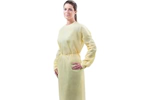 TRONEX 50 Pack AAMI Level 2 Fluid-Resistant Yellow Medical Disposable Isolation Gowns Unisex PPE