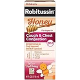 Children’s Robitussin Honey Cough + Chest Congestion DM, Non-Drowsy Cough Suppressant & Expectorant, Real Honey, 4 fl. oz. Bottle, Ages 4+