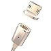 Mushan Magnetic Charging Cable 2Pcs Micro USB Lightning Type C 3 in 1 2.4A Fast Charging Cable (No Data Sync) for iPhone X 8 8 Plus 7,S7/S6/S5,Android Device (1pack Gold)