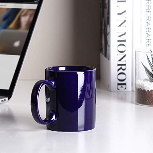 Y YHY Porcelain Coffee Mugs, 12 Ounces Mug Set for Coffee, Tea, Cocoa or DIY, Set of 6, Navy Blue