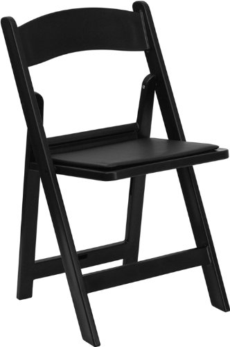 Flash Furniture Hercules Series 1000 lb. Capacity Black Resin Folding Chair with Black Vinyl Padded Seat