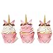 Unicorn Cupcake Decorations (48 Pcs) - Cute Party Picks & Shower Decorations - Set of 24 Pieces Cupcake Topper Plus 24 Pieces Cupcake Wrapper